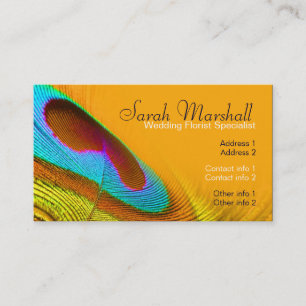 Peacock Feather Orange Business Card