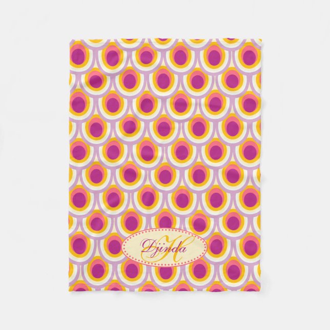 Peacock feather oval pattern pink named blanket (Front)