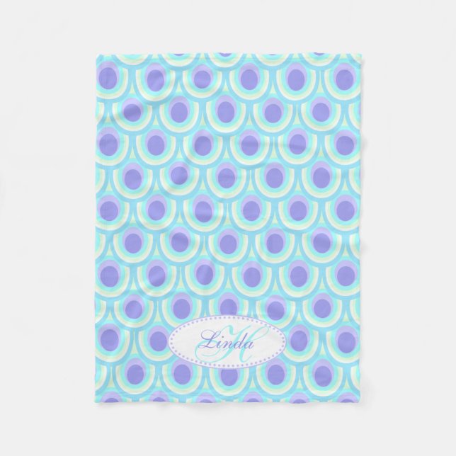 Peacock feather oval pattern purple named blanket (Front)