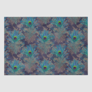 Peacock feather paisley purple teal gold boho  tissue paper