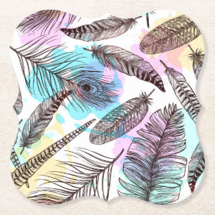 Peacock Feather Paper Coaster
