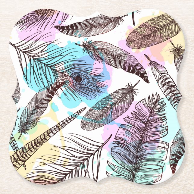 Peacock Feather Paper Coaster (Front)
