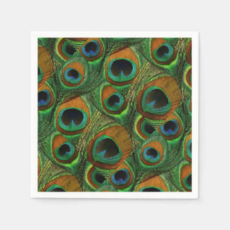 Peacock Feather Paper Napkins - Green, Blue, Teal