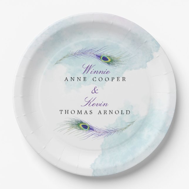 Peacock Feather Paper Plate (Front)