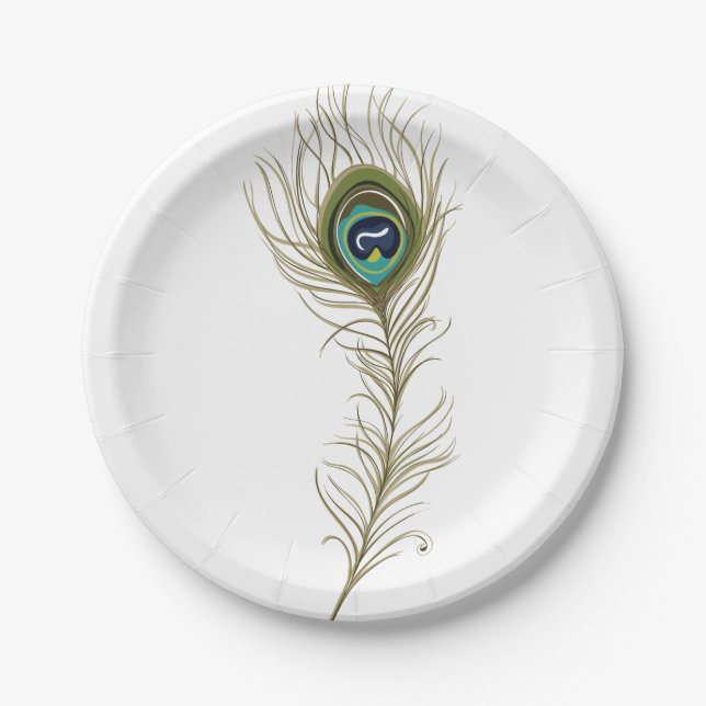 Peacock Feather Paper Plate (Front)