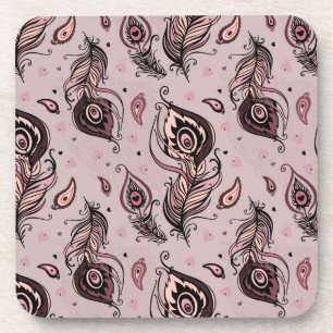 Peacock feather pattern coaster