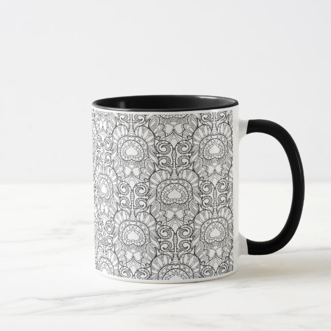 Peacock Feather Pattern Doodle Mug (Right)