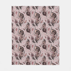 Peacock feather pattern fleece blanket