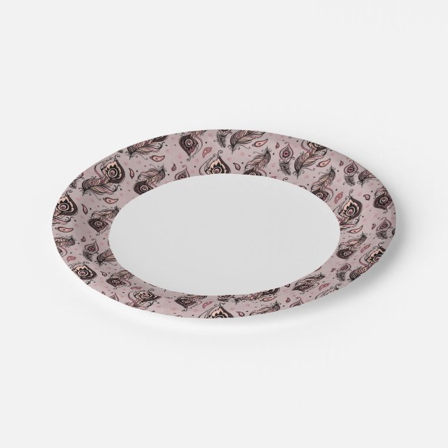 Peacock feather pattern paper plate (Angled)