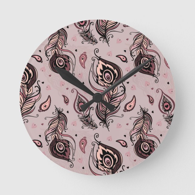 Peacock feather pattern round clock (Front)