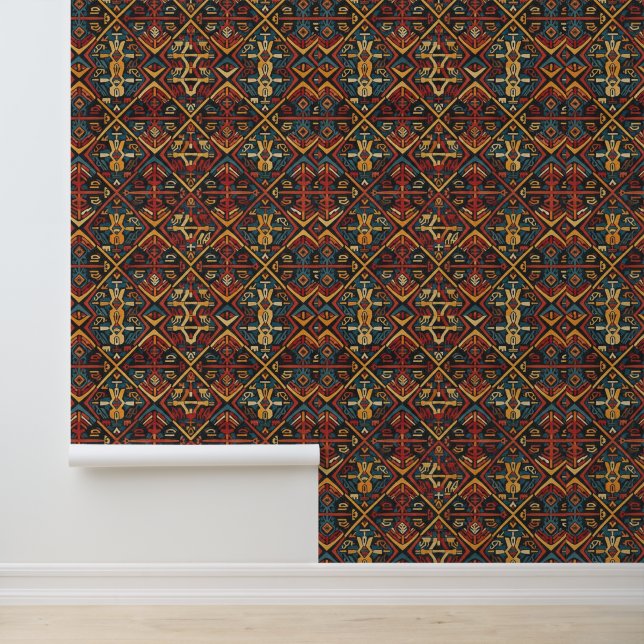 Peacock Feather Pattern Textured Vinyl Wallpaper (Application)