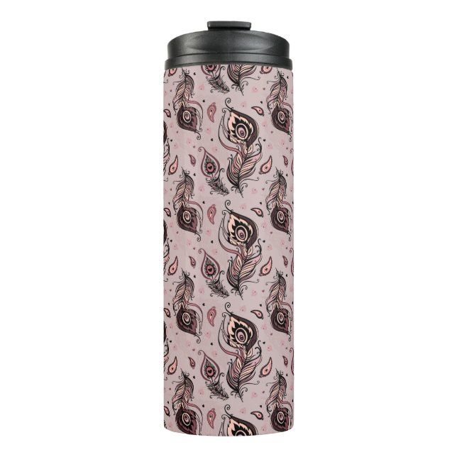 Peacock feather pattern thermal tumbler (Front)