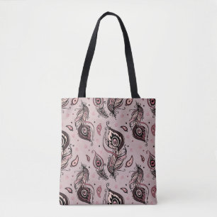Peacock feather pattern tote bag