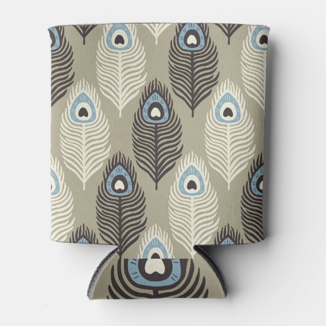 Peacock feather pattern, vintage style. can cooler (Front)