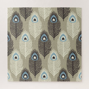 Peacock feather pattern, vintage style. jigsaw puzzle