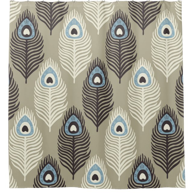 Peacock feather pattern, vintage style. shower curtain (Front)