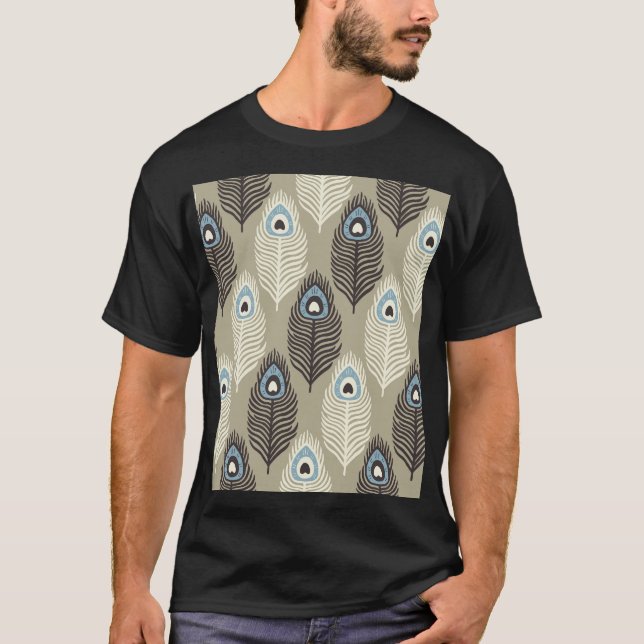 Peacock feather pattern, vintage style. T-Shirt (Front)