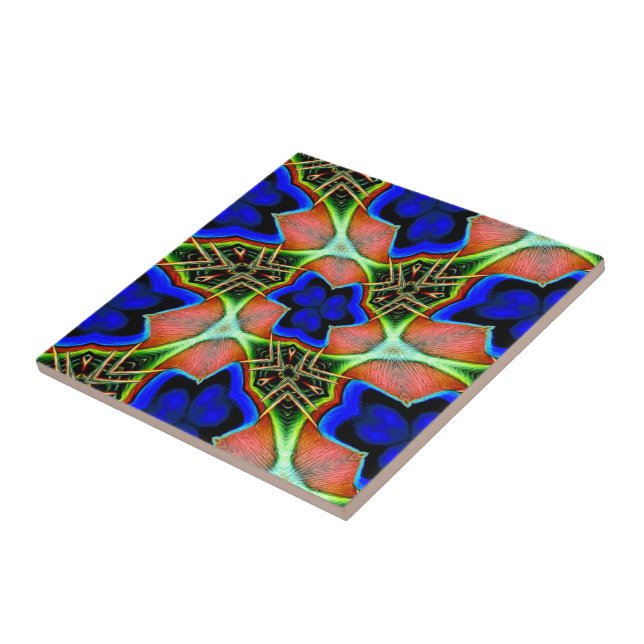 Peacock Feather Patterns Ceramic Tile (Side)