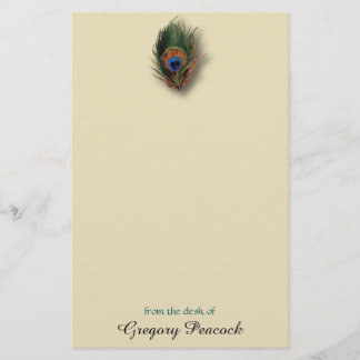 Peacock Feather Personalised Monogram Stationery