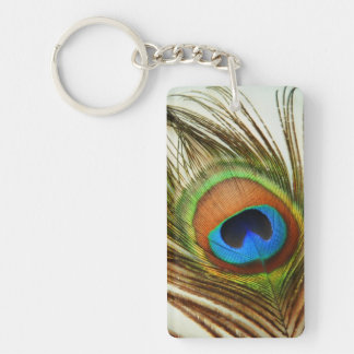 Peacock Feather Photo Key Chain