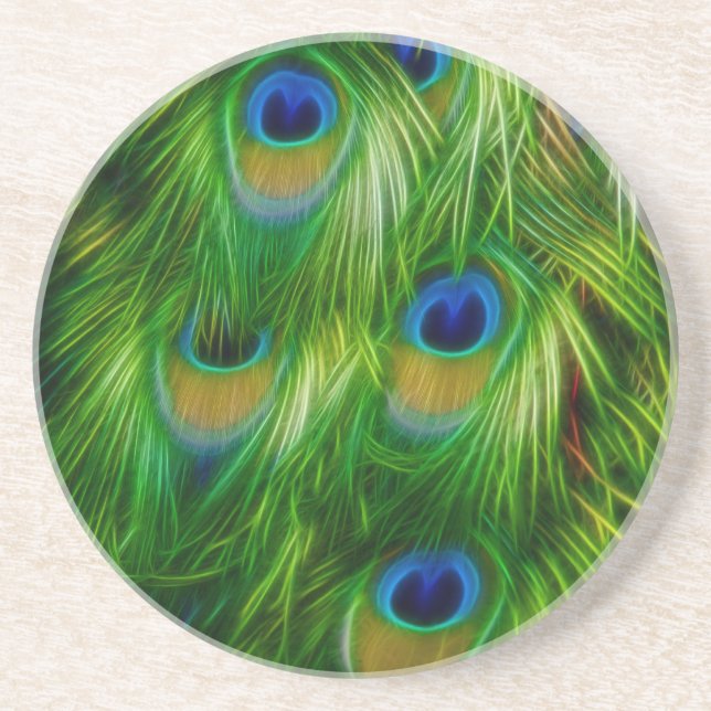 Peacock Feather Print Coaster (Front)