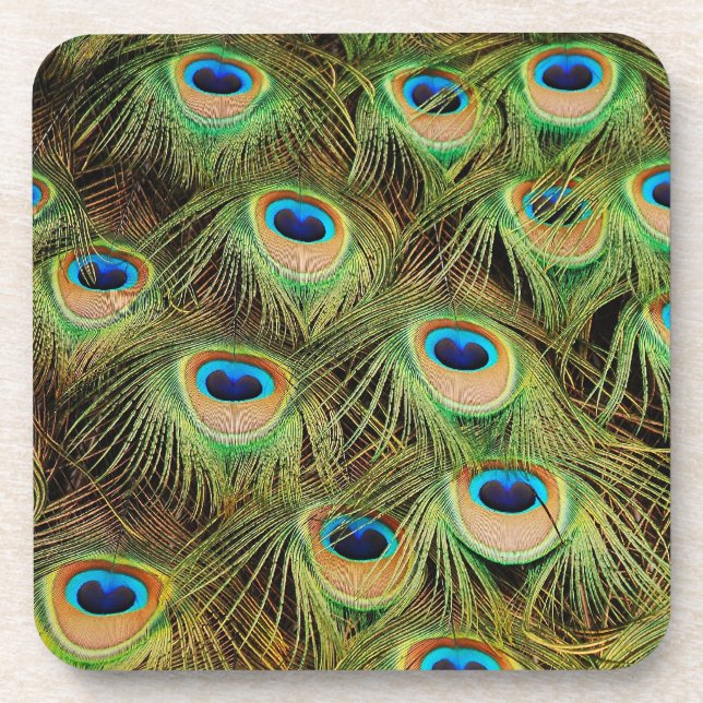 Peacock feather print coasters (Front)