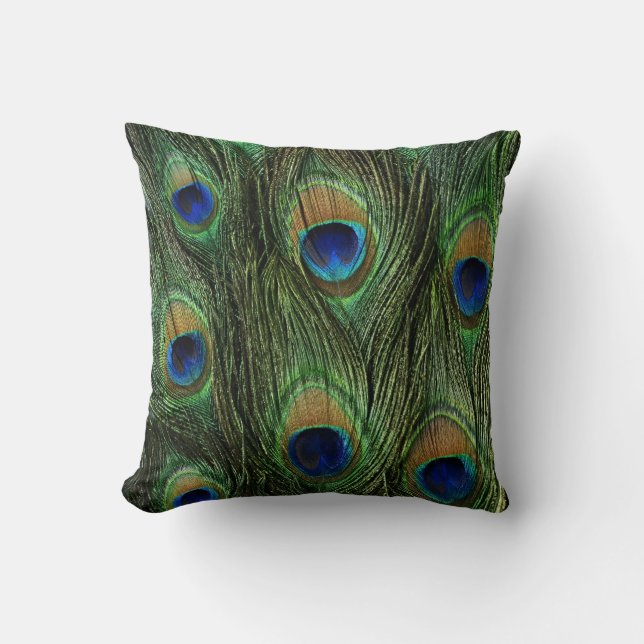 Peacock Feather Print Cushion (Front)