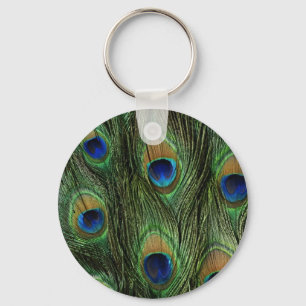 Peacock Feather Print Key Ring
