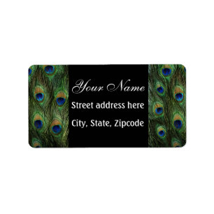 Peacock Feather Print Label