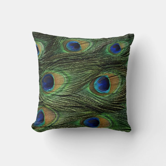Peacock Feather Print Pillow (Front)