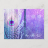 Peacock Feather Purple Glam Boho Save the Date