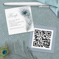 Peacock Feather QR Code Wedding RSVP Enclosure