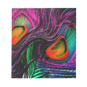 Peacock feather rainbow notepad