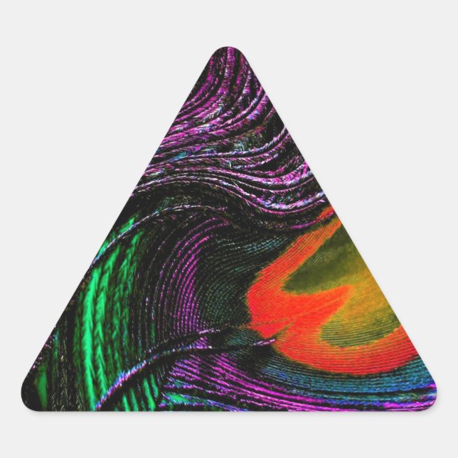 Peacock feather rainbow triangle sticker (Front)