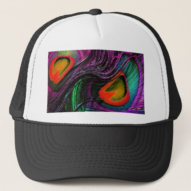 Peacock feather rainbow trucker hat (Front)