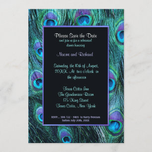 Peacock Feather Rehearsal Dinner Invitation