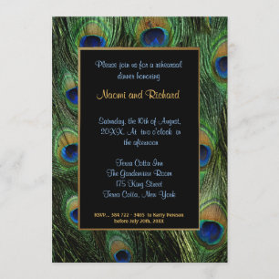 Peacock Feather Rehearsal Dinner Invitation