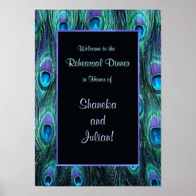 Peacock Feather Rehearsal Dinner Print (Front)