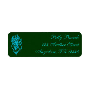 Peacock Feather Return Address Label