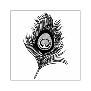 Peacock Feather Rubber Stamp