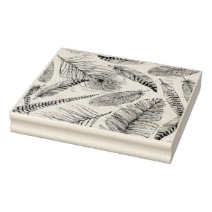 Peacock Feather Rubber Stamp