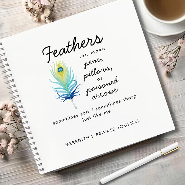 Peacock Feather Sassy Motivational Quote Journal (Peacock Feather Sassy Sayings Motivational Quote Notebook - White)