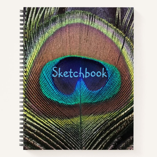 Peacock Feather Sketchbook Notebook (Front)