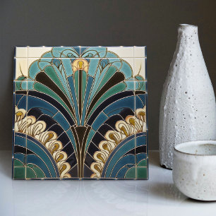 Peacock Feather Symbolism Belle Epoque Art Deco Ceramic Tile