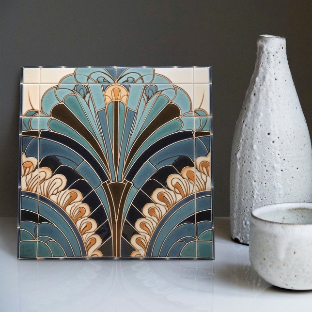 Peacock Feather Symbolism Belle Epoque Art Deco Ceramic Tile (Creator Uploaded)