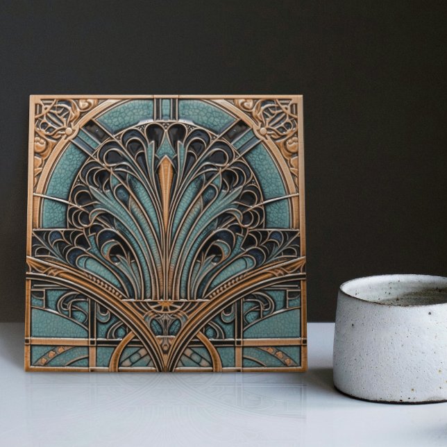 Peacock Feather Symbolism Belle Epoque Art Deco Ceramic Tile (Creator Uploaded)