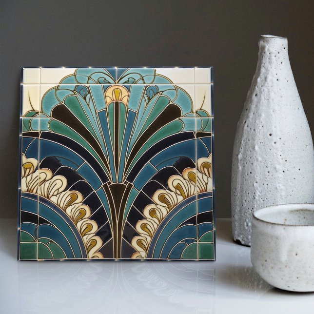 Peacock Feather Symbolism Belle Epoque Art Deco Ceramic Tile (Creator Uploaded)