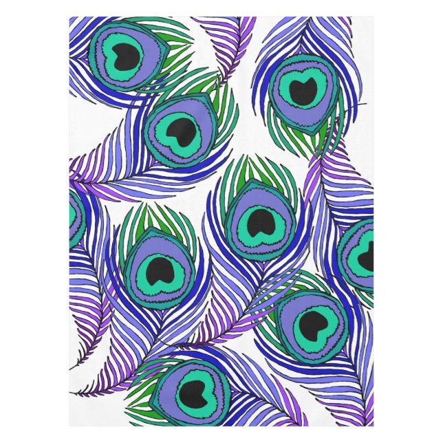 peacock feather table cloth, giant peacock feather tablecloth (Front)