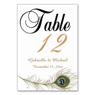 Peacock Feather Table Number