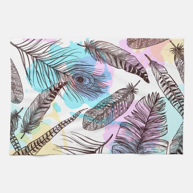 Peacock Feather Tea Towel (Horizontal)